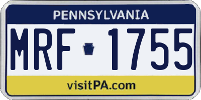 PA license plate MRF1755
