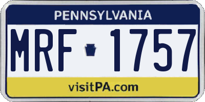 PA license plate MRF1757