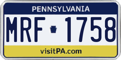 PA license plate MRF1758