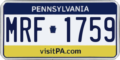 PA license plate MRF1759