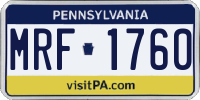 PA license plate MRF1760
