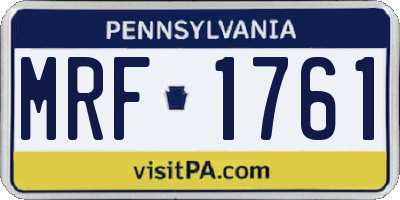 PA license plate MRF1761