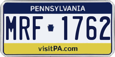 PA license plate MRF1762