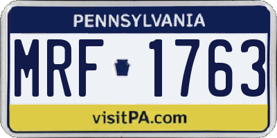 PA license plate MRF1763