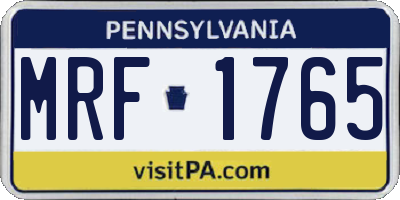 PA license plate MRF1765