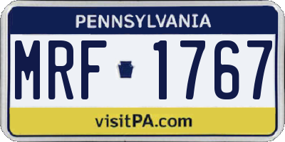 PA license plate MRF1767