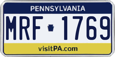 PA license plate MRF1769