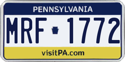 PA license plate MRF1772