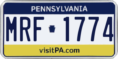 PA license plate MRF1774