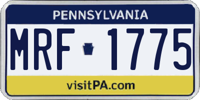 PA license plate MRF1775