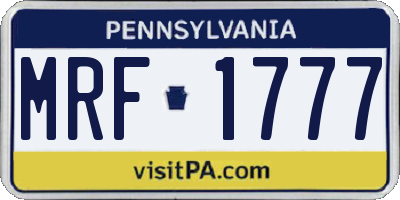 PA license plate MRF1777
