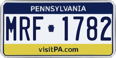PA license plate MRF1782