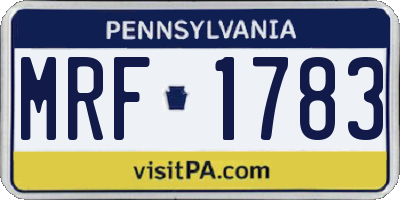 PA license plate MRF1783