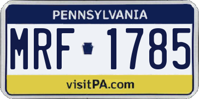 PA license plate MRF1785