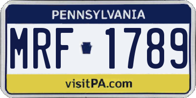 PA license plate MRF1789