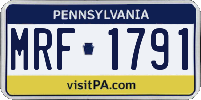 PA license plate MRF1791
