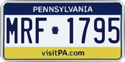 PA license plate MRF1795