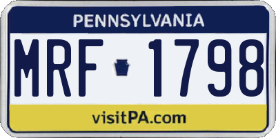 PA license plate MRF1798