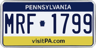 PA license plate MRF1799
