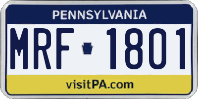 PA license plate MRF1801