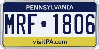 PA license plate MRF1806