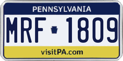 PA license plate MRF1809