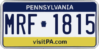 PA license plate MRF1815