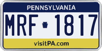 PA license plate MRF1817