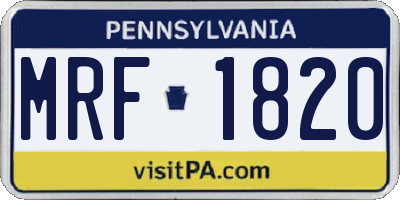 PA license plate MRF1820