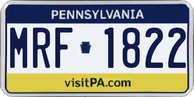 PA license plate MRF1822
