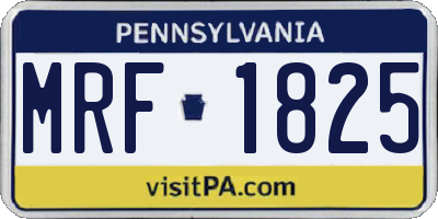 PA license plate MRF1825