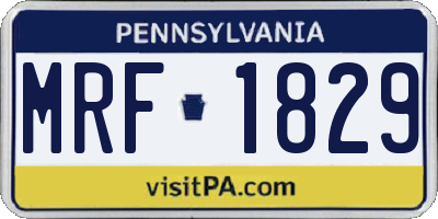 PA license plate MRF1829