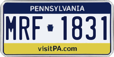 PA license plate MRF1831