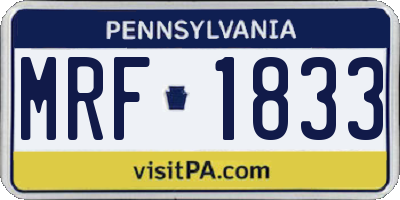 PA license plate MRF1833
