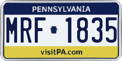 PA license plate MRF1835
