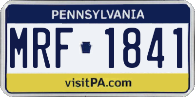PA license plate MRF1841