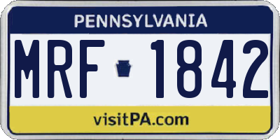 PA license plate MRF1842