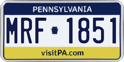 PA license plate MRF1851