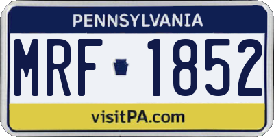 PA license plate MRF1852