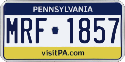 PA license plate MRF1857