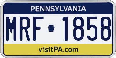 PA license plate MRF1858