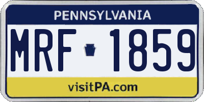 PA license plate MRF1859