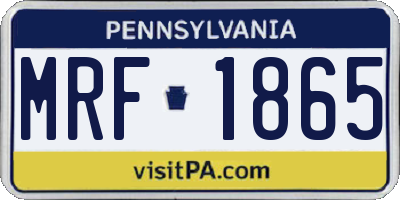 PA license plate MRF1865