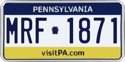 PA license plate MRF1871