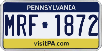 PA license plate MRF1872