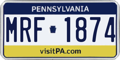 PA license plate MRF1874