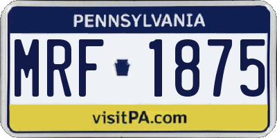 PA license plate MRF1875