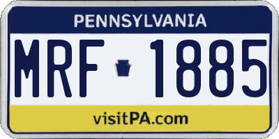 PA license plate MRF1885