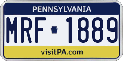 PA license plate MRF1889