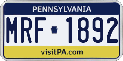 PA license plate MRF1892